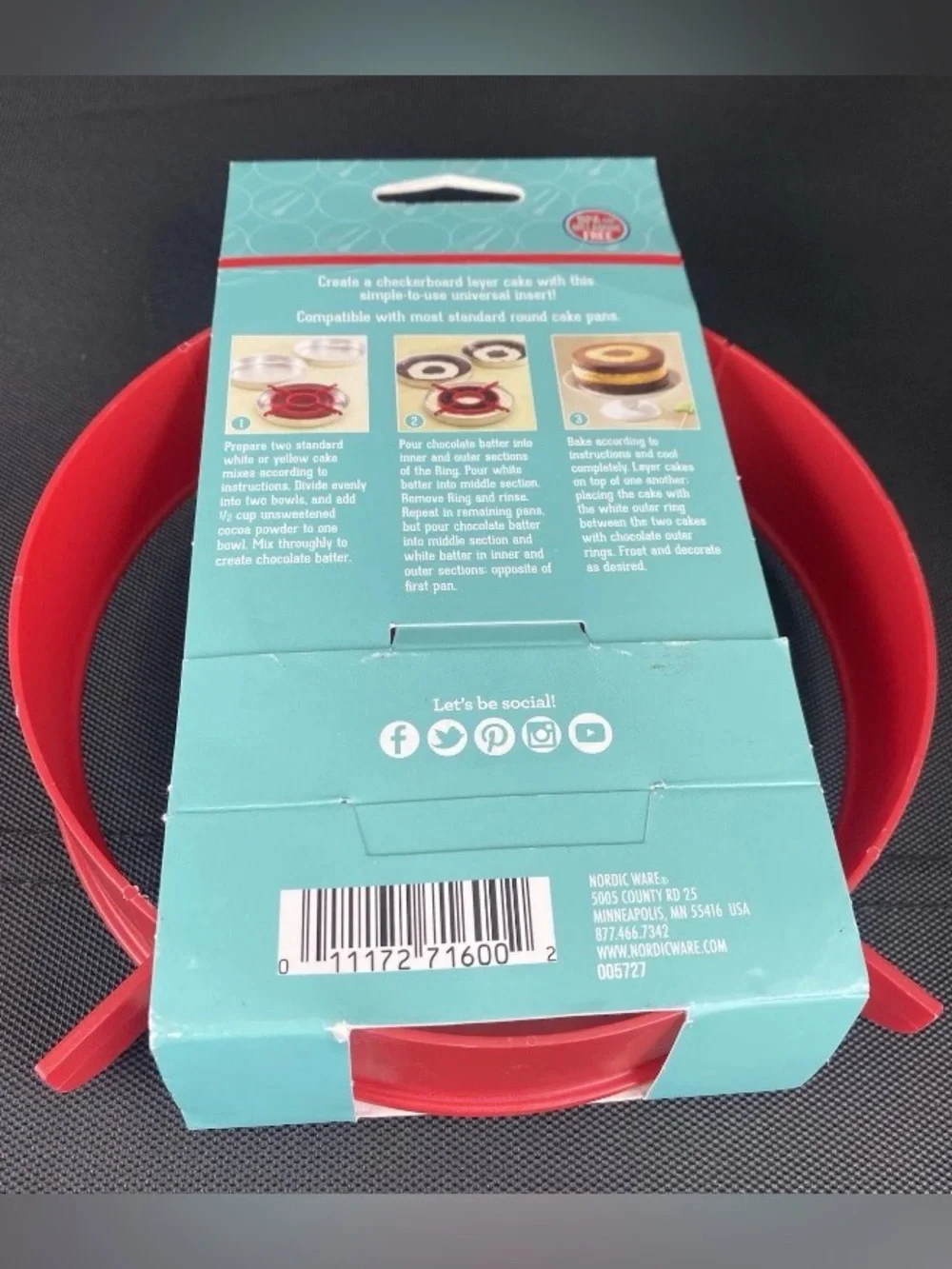 Nordic Ware Checkerboard Cake Ring Baking Tool Works in any 8